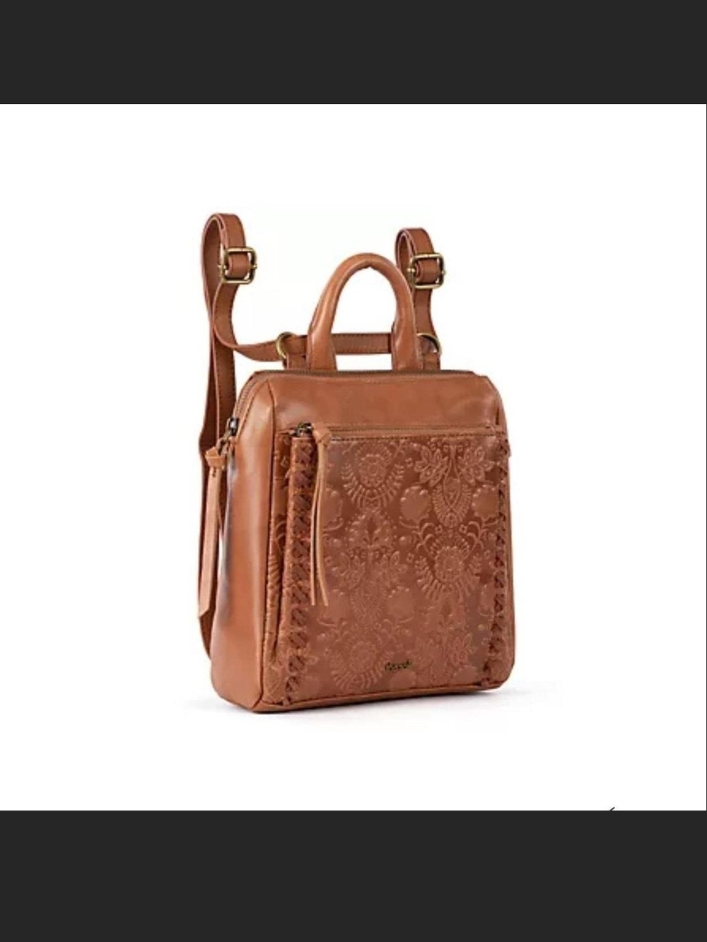 The Sak Tan Embossed Floral Convertible Backpack